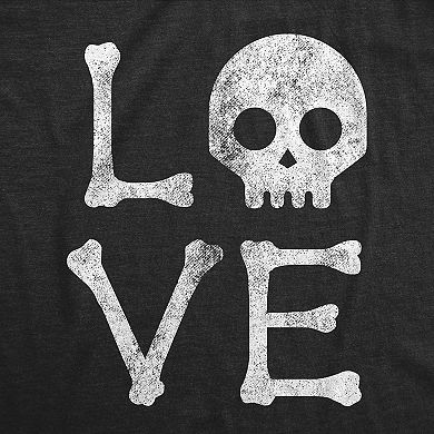 Womens Love Skull T Shirt Funny Skeleton Bones Halloween Party Graphic Tee