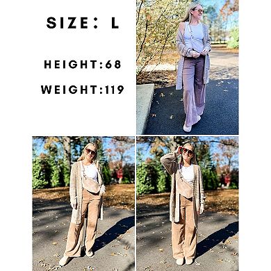 Zeagoo Women's Fall Long Batwing Sleeve Open Front Chunky Knit Cardigan Sweater