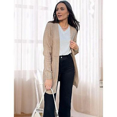 Zeagoo Women's Fall Long Batwing Sleeve Open Front Chunky Knit Cardigan Sweater