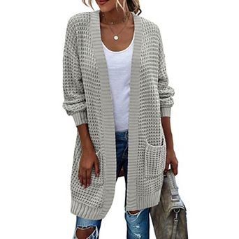 Zeagoo Women's Fall Long Batwing Sleeve Open Front Chunky Knit Cardigan Sweater