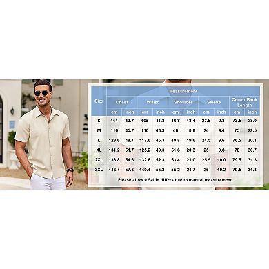 COOFANDY Men' Beach Shirts Short Sleeve Casual Button Down Shirts Cuban Shirts