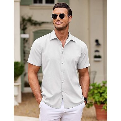 COOFANDY Men' Beach Shirts Short Sleeve Casual Button Down Shirts Cuban Shirts
