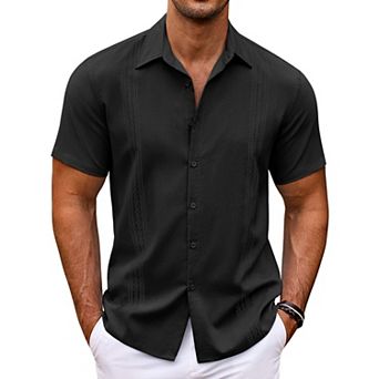 COOFANDY Men' Beach Shirts Short Sleeve Casual Button Down Shirts Cuban Shirts