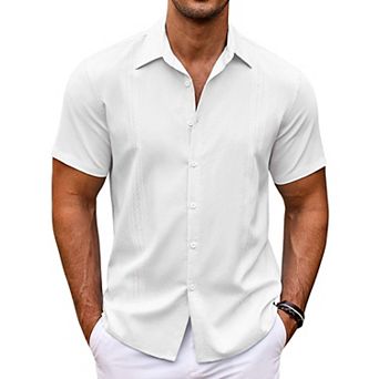 COOFANDY Men' Beach Shirts Short Sleeve Casual Button Down Shirts Cuban Shirts