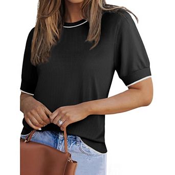 Zeagoo Women's Short Sleeve Crew Neck Sweater Loose Soft Lightweight Casual Pullover Summer Tops