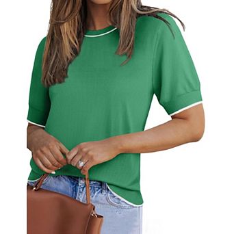 Zeagoo Women's Short Sleeve Crew Neck Sweater Loose Soft Lightweight Casual Pullover Summer Tops
