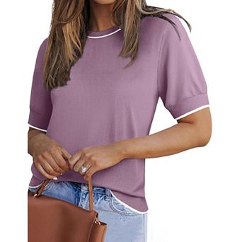 Zeagoo Women's Short Sleeve Crew Neck Sweater Loose Soft Lightweight Casual Pullover Summer Tops