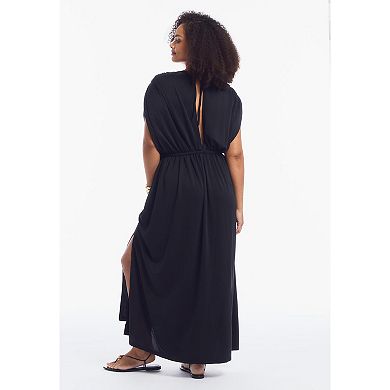 June & Vie Women's Plus Size Braid-Trim Maxi Dress