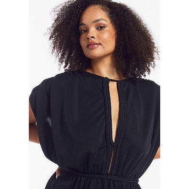 June & Vie Women's Plus Size Braid-Trim Maxi Dress