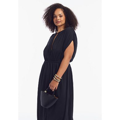 June & Vie Women's Plus Size Braid-Trim Maxi Dress