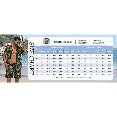 COOFANDY Men' Flower Shirt Hawaiian Matching Sets Casual Button Down Short Sleeve Shirt Two Piece