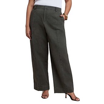ELOQUII Women's Plus Size Twill Straight Leg Pant