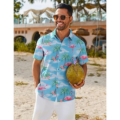 COOFANDY Mens Hawaiian Shirts Short Sleeve Summer Shirts Button Down Tropical Shirts for Men