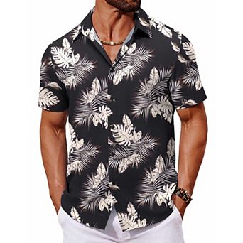 COOFANDY Mens Hawaiian Shirts Short Sleeve Summer Shirts Button Down Tropical Shirts for Men