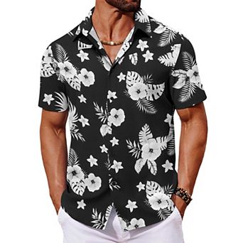 COOFANDY Mens Hawaiian Shirts Short Sleeve Summer Shirts Button Down Tropical Shirts for Men