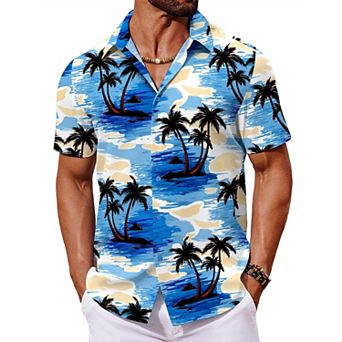 COOFANDY Mens Hawaiian Shirts Short Sleeve Summer Shirts Button Down Tropical Shirts for Men