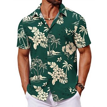 COOFANDY Mens Hawaiian Shirts Short Sleeve Summer Shirts Button Down Tropical Shirts for Men