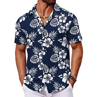 COOFANDY Mens Hawaiian Shirts Short Sleeve Summer Shirts Button Down Tropical Shirts for Men