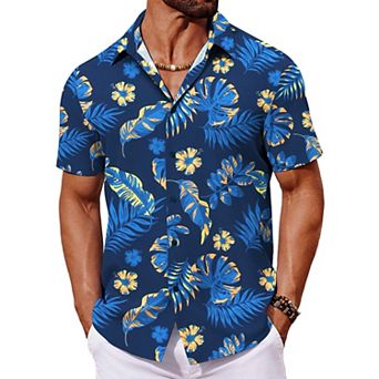 COOFANDY Mens Hawaiian Shirts Short Sleeve Summer Shirts Button Down Tropical Shirts for Men