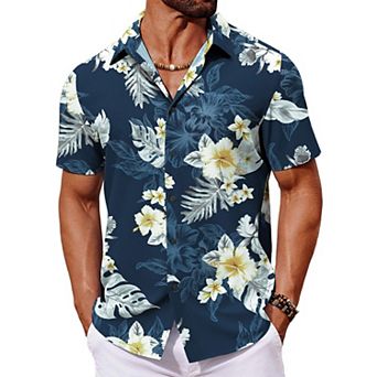 COOFANDY Mens Hawaiian Shirts Short Sleeve Summer Shirts Button Down Tropical Shirts for Men