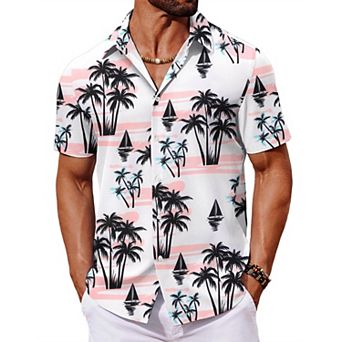 COOFANDY Mens Hawaiian Shirts Short Sleeve Summer Shirts Button Down Tropical Shirts for Men
