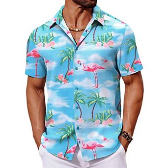 COOFANDY Mens Hawaiian Shirts Short Sleeve Summer Shirts Button Down Tropical Shirts for Men
