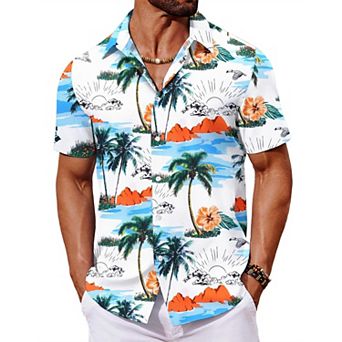 COOFANDY Mens Hawaiian Shirts Short Sleeve Summer Shirts Button Down Tropical Shirts for Men