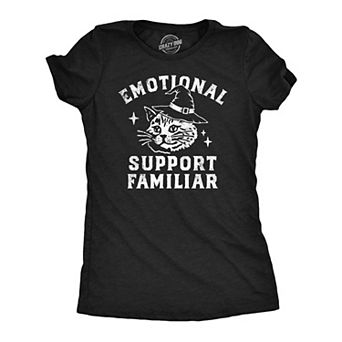 Womens Funny T Shirts Emotional Support Familiar Sarcastic Halloween Graphic Tee for Ladies