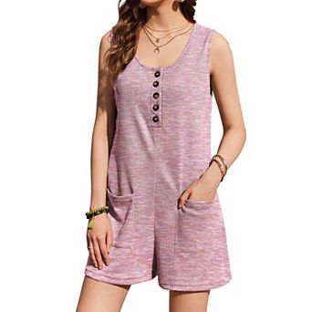 Ekouaer Women's Summer Casual Rompers Waffle Short Overalls Loose Jumpsuit Beach Outfits Travel