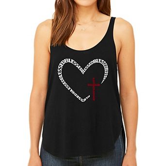 Blessed Heart - Women's Premium Word Art Flowy Tank Top