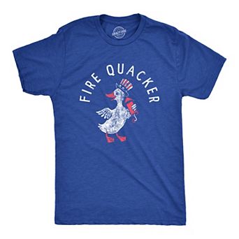 Mens Fire Quacker T Shirt Funny Sarcastic Fourth Of July Party Duck Fireworks Joke Graphic Tee