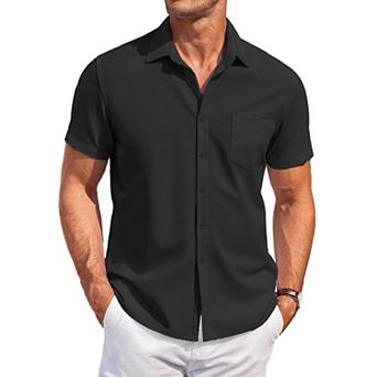 COOFANDY Men' Casual Button Up Shirts Short Sleeve Wrinkle Free No Tuck Vacation Summer Beach
