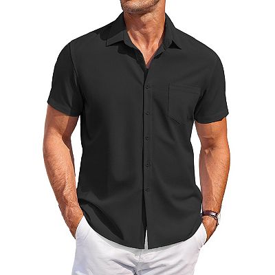 men's short sleeve dress shirts wrinkle free Wrinkle-Free Shirt and button closure Men's Short Sleeve Dress Shirts
