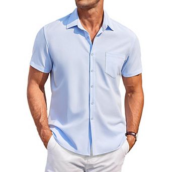 COOFANDY Men' Casual Button Up Shirts Short Sleeve Wrinkle Free No Tuck Vacation Summer Beach