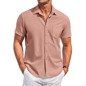 COOFANDY Men' Casual Button Up Shirts Short Sleeve Wrinkle Free No Tuck Vacation Summer Beach