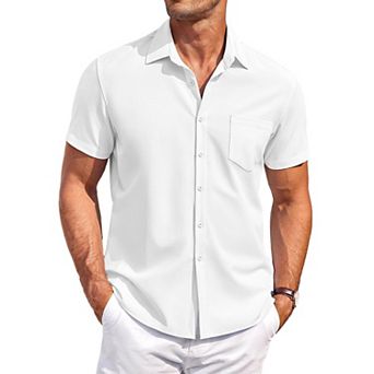 COOFANDY Men' Casual Button Up Shirts Short Sleeve Wrinkle Free No Tuck Vacation Summer Beach