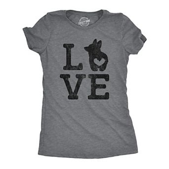 Womens Love Corgi T shirt Funny Pet Puppy Dog Mom Animal Lover Graphic Tee