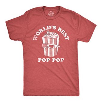 Mens Worlds Best Pop Pop T Shirt Funny Father's Day Gift Movie Popcorn Lovers Tee for Guys