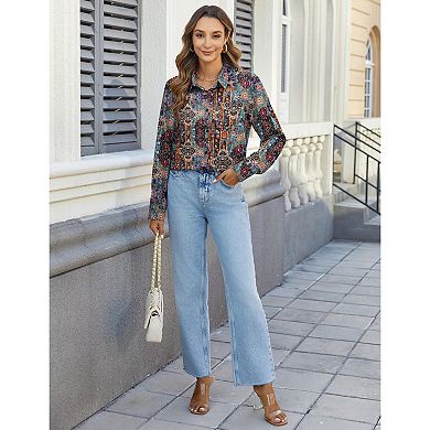 Zeagoo Women's Long Sleeve Button Down Dress Shirts Classic Collared Work Office Blouse with Pocket