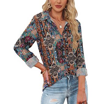 Zeagoo Women's Long Sleeve Button Down Dress Shirts Classic Collared Work Office Blouse with Pocket