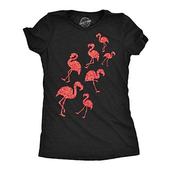 Womens Glitter Flamingos T Shirt Funny Cute Top Vacation Graphic Novelty Tee for Ladies
