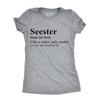 Womens Funny T Shirts Seester Sarcastic Sister Graphic Tee for Ladies