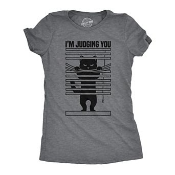 Womens Im Judging You Funny T Shirts Sarcastic Kitten Graphic Tee for Ladies