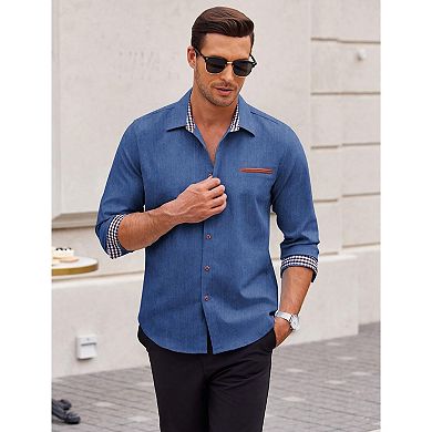 COOFANDY Men's Casual Dress Shirt Button Down Shirts Regular fit Denim Work Classic Western Snap