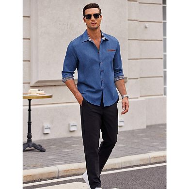COOFANDY Men's Casual Dress Shirt Button Down Shirts Regular fit Denim Work Classic Western Snap
