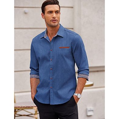 COOFANDY Men's Casual Dress Shirt Button Down Shirts Regular fit Denim Work Classic Western Snap