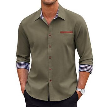 COOFANDY Men's Casual Dress Shirt Button Down Shirts Regular fit Denim Work Classic Western Snap