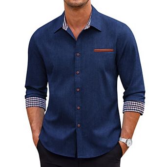 COOFANDY Men's Casual Dress Shirt Button Down Shirts Regular fit Denim Work Classic Western Snap