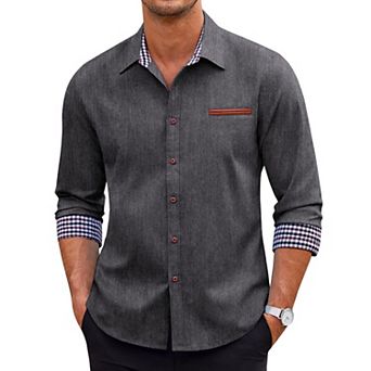 COOFANDY Men's Casual Dress Shirt Button Down Shirts Regular fit Denim Work Classic Western Snap