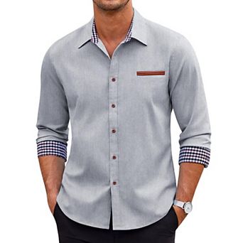 COOFANDY Men's Casual Dress Shirt Button Down Shirts Regular fit Denim Work Classic Western Snap